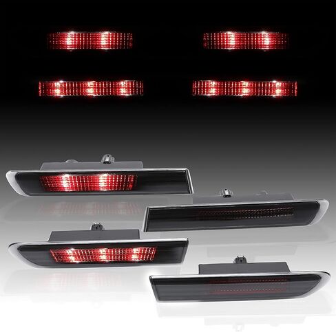 KUAFU Side Marker Light Compatible with 2004-2008 Honda Acura TL Base Models Side Marker Lamps Reflectors Front Rear 4Pcs - Smoke Lens+ Red LED in Saudi Arabia