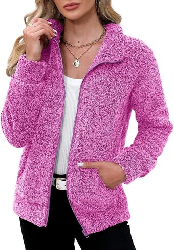 For G and PL Lady Winter Zip Up Soft Fleece Cardigan Fuzzy Lounge Zipper Coat Grey L in Kuwait