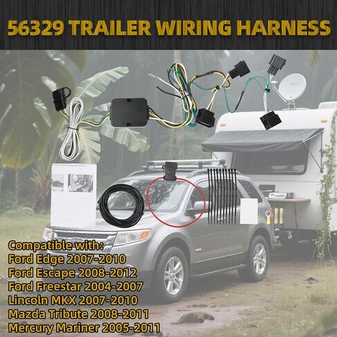 سرج أسلاك مقطورة Dasbecan 56329 متوافق مع Ford Escape Edge Freestar Mercury Mariner Mazda Tribute Lincoln MKX 4-Pin Connector Towing Wiring Kit in Saudi Arabia