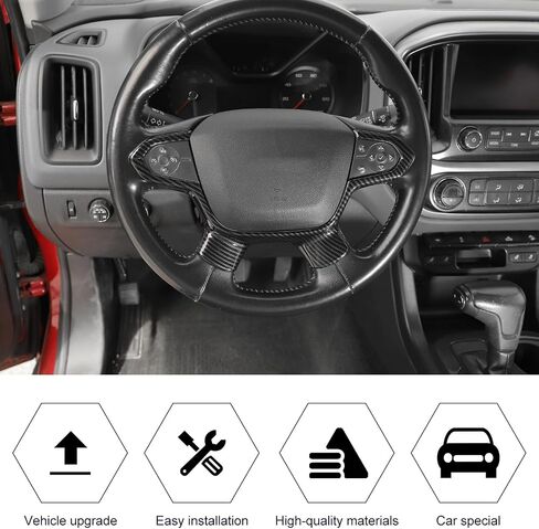 Carbon Fiber Steering Wheel Trim Cover Decoration Interior Accessories Compatible with Chevrolet Colorado 2014-2023 in Saudi Arabia