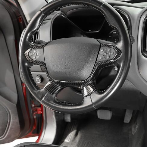 Carbon Fiber Steering Wheel Trim Cover Decoration Interior Accessories Compatible with Chevrolet Colorado 2014-2023 in Saudi Arabia
