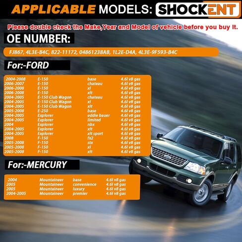 FJ867 محاقن الوقود المحسنة ذات 4 فتحات 4.6L مناسبة لـ: -Ford E150 2004-2008، Explorer 2004-2005، F150 2005-2008؛ مناسب لـ:-ميركوري ماونتينير 2004-2005 - 8 قطع| استبدال: 04861238AB، 1L2E-D4A in Kuwait