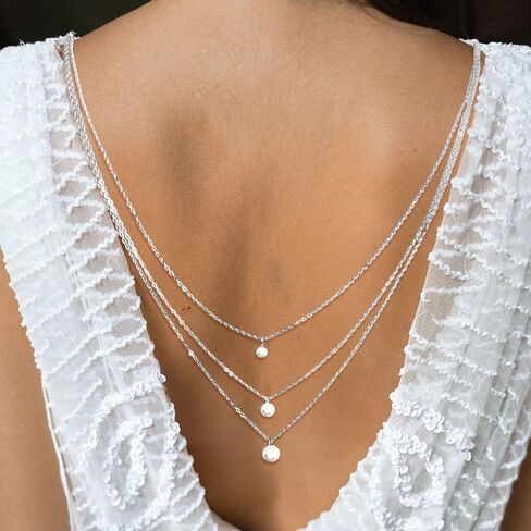 Pearl Back Chain for Backlesss Dress Layered Backdrop Dainty Chain Women Bridal Wedding Back Necklace Summer Beach Body Jewelry in Saudi Arabia