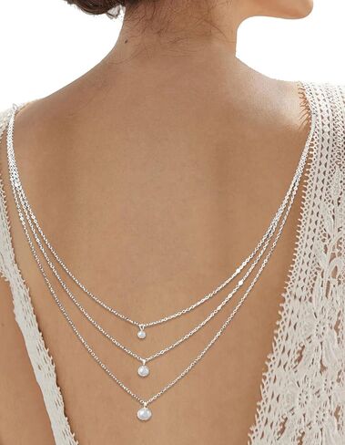 Pearl Back Chain for Backlesss Dress Layered Backdrop Dainty Chain Women Bridal Wedding Back Necklace Summer Beach Body Jewelry in Saudi Arabia