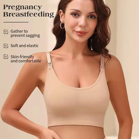 LiMira Nursing Bra Set, Wireless Soft Breathable, Detachable Adjustable Straps, Maternity Bras, 90% Polyamide 10% Elastane in Saudi Arabia