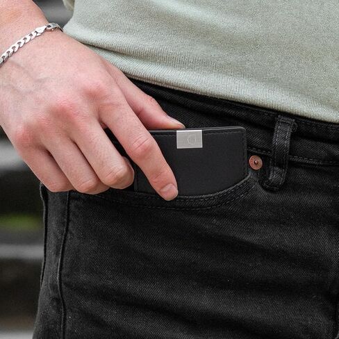 DUN Slim Minimalist Trifold Wallet, RFID Blocking, Luxury Genuine Leather, Contactless, Cash Strap, Handmade in Europe - Black in Saudi Arabia