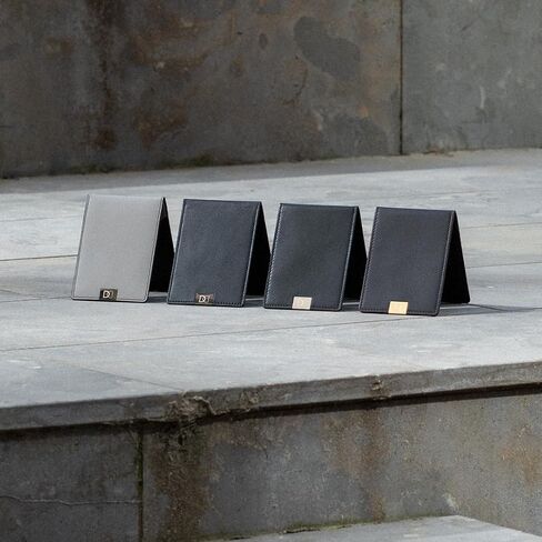 DUN Slim Minimalist Trifold Wallet, RFID Blocking, Luxury Genuine Leather, Contactless, Cash Strap, Handmade in Europe - Black in Saudi Arabia