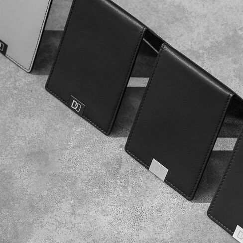 DUN Slim Minimalist Trifold Wallet, RFID Blocking, Luxury Genuine Leather, Contactless, Cash Strap, Handmade in Europe - Black in Saudi Arabia