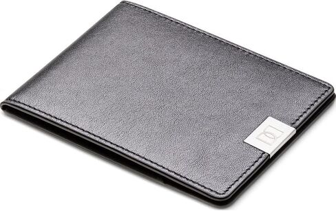 DUN Slim Minimalist Trifold Wallet, RFID Blocking, Luxury Genuine Leather, Contactless, Cash Strap, Handmade in Europe - Black in Saudi Arabia