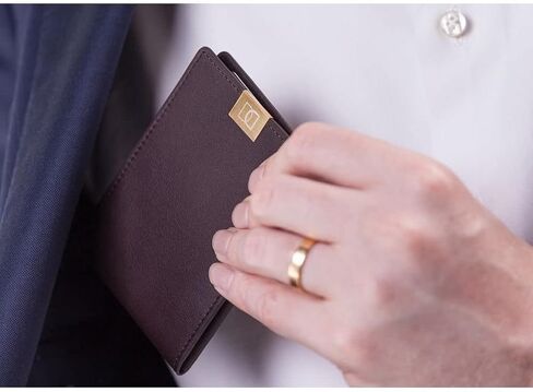 DUN Slim Minimalist Trifold Wallet, RFID Blocking, Luxury Genuine Leather, Contactless, Cash Strap, Handmade in Europe - Black in Saudi Arabia