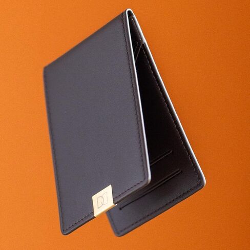 DUN Slim Minimalist Trifold Wallet, RFID Blocking, Luxury Genuine Leather, Contactless, Cash Strap, Handmade in Europe - Black in Saudi Arabia