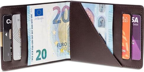 DUN Slim Minimalist Trifold Wallet, RFID Blocking, Luxury Genuine Leather, Contactless, Cash Strap, Handmade in Europe - Black in Saudi Arabia