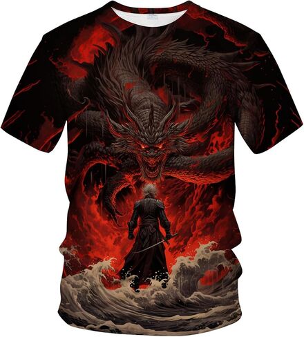 Traditional Chinese Dragon T-Shirt Funny Anime Graphic Tee Shirt in Kuwait