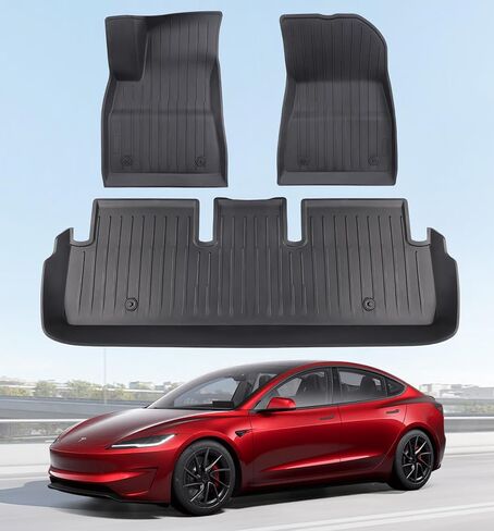 سجادات أرضية تناسب طراز Tesla 3 2023-2018 - بطانات أرضية لسجادات السيارة مناسبة لجميع الأحوال الجوية، مقاس مخصص، 3 قطع in Saudi Arabia