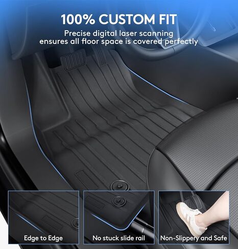 سجادات أرضية تناسب طراز Tesla 3 2023-2018 - بطانات أرضية لسجادات السيارة مناسبة لجميع الأحوال الجوية، مقاس مخصص، 3 قطع in Saudi Arabia