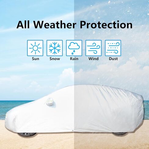 Car Cover Fit for 2017-2023 Tesla Model 3 - All-Weather Outdoor, Waterproof, UV & Rain Protection, Breathable Mesh Ventilation, Charging Port & Driver Side Zipper Access in Saudi Arabia