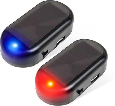 Car Solar Power Simulated Dummy Alarm, Anti-Theft Simulated Warning Light with USB Charger Port, LED Flashing Security Light Alarm Light for Most Cars, Car Accessories (Red+Blue, 2PCS) in Kuwait
