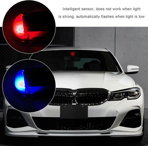 Car Solar Power Simulated Dummy Alarm, Anti-Theft Simulated Warning Light with USB Charger Port, LED Flashing Security Light Alarm Light for Most Cars, Car Accessories (Red+Blue, 2PCS) in Kuwait
