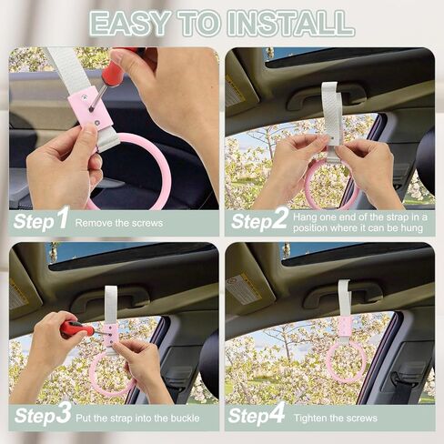 PATIKIL 2Pcs Circle Shaped Car Handle Straps, Car Hanging Accessories Bumper Warning Ring Drift Charm for Auto Bus Decor Interior Exterior Decoration, Purple/Black Strap in Saudi Arabia