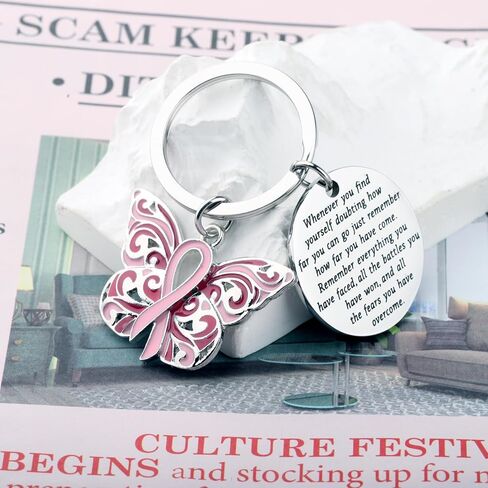Lywjyb Birdgot Breast Cancer Keychain Breast Cancer Warrior Merch Women Cancer Awareness Gift in Saudi Arabia