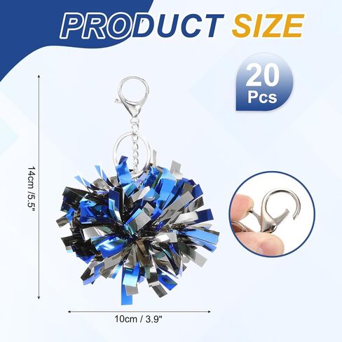 MECCANIXITY Cheer Pom Pom Keychain, Cheerleading Gift Charm Plastic Keyring Bulk for Cheerleaders Team Women in Saudi Arabia