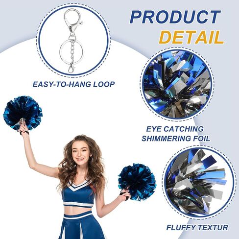 MECCANIXITY Cheer Pom Pom Keychain, Cheerleading Gift Charm Plastic Keyring Bulk for Cheerleaders Team Women in Saudi Arabia
