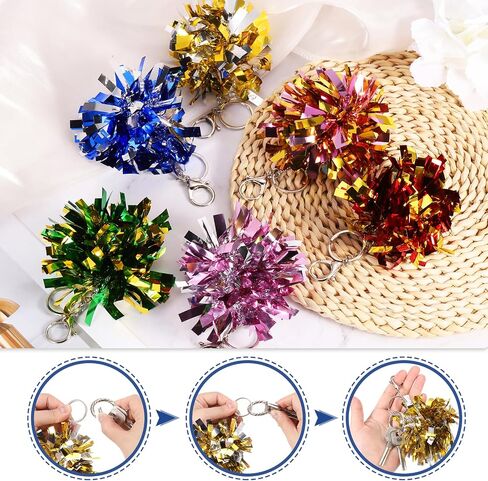 MECCANIXITY Cheer Pom Pom Keychain, Cheerleading Gift Charm Plastic Keyring Bulk for Cheerleaders Team Women in Saudi Arabia