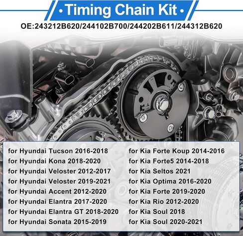 1 Set Engine Timing Chain Kit for Hyundai Accent Elantra Tucson Sonata Veloster Kona 1.6L for Kia Forte5 Optima Soul Rio 243212B620/244102B700/244202B611/244312B620/223112B004 in Saudi Arabia