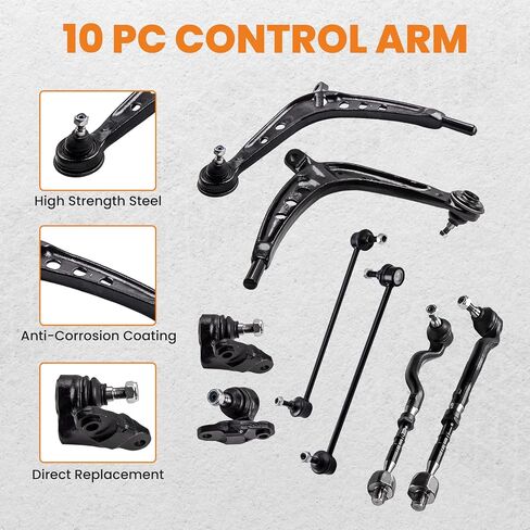maXpeedingrods 10 PC Suspension Kit for BMW E46 Series - 325xi 330xi 2001-2005, Front Lower Control Arm, Ball Joints, Bushing Set, Sway Bar Links, Inner Outer Tie Rods in Saudi Arabia