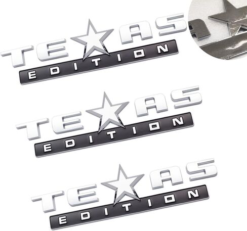 Generic Texas Edition Emblem Door Side Tailgate 3D Badge for Silverado Sierra Universal Decal Sticker Car Truck(Silver Black) in Saudi Arabia