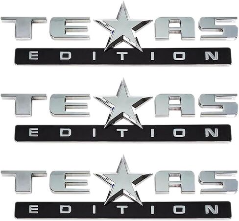 Generic Texas Edition Emblem Door Side Tailgate 3D Badge for Silverado Sierra Universal Decal Sticker Car Truck(Silver Black) in Saudi Arabia