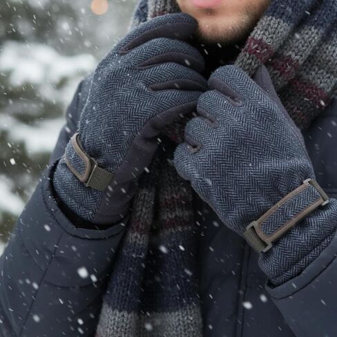 قفازات رجالية من مزيج الصوف المتعرج من Funky Junque، بطانة من الصوف الحراري، بطانة ناعمة معزولة، شتاء وخريف in Kuwait