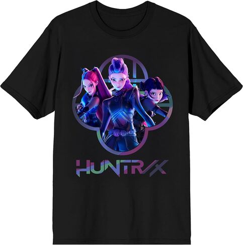 Kpop Demon Hunters Huntrix Capture Color Adult Black Crew Neck Short Sleeve T-Shirt in Saudi Arabia