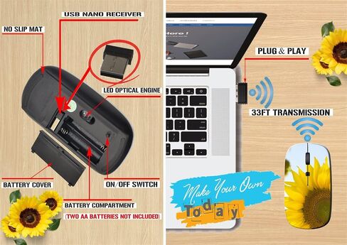 Maizi Laptop Mouse لجهاز الكمبيوتر المحمول للكمبيوتر Chromebook ، معرف صورة الفئران المحمولة: 21693342 Pink و Purple Flowe 2.4 GHz Mouse مصنوع في الولايات المتحدة الأمريكية in Kuwait