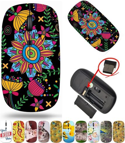 Maizi Laptop Mouse لجهاز الكمبيوتر المحمول للكمبيوتر Chromebook ، معرف صورة الفئران المحمولة: 21693342 Pink و Purple Flowe 2.4 GHz Mouse مصنوع في الولايات المتحدة الأمريكية in Kuwait
