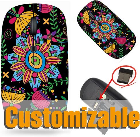 Maizi Laptop Mouse لجهاز الكمبيوتر المحمول للكمبيوتر Chromebook ، معرف صورة الفئران المحمولة: 21693342 Pink و Purple Flowe 2.4 GHz Mouse مصنوع في الولايات المتحدة الأمريكية in Kuwait