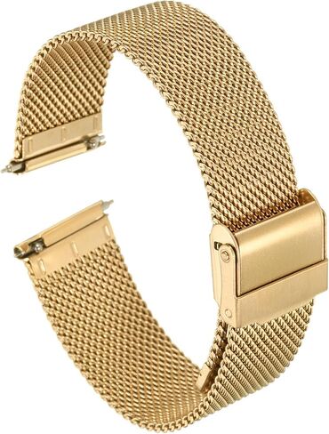 316L Stainless Steel Mesh Watch Band 19mm Quick Release Adjustable Metal Watch Strap for Men Women, Gold Tone in Saudi Arabia