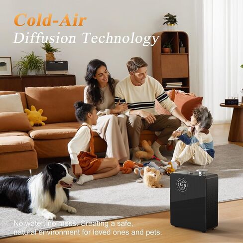 HVAC Waterless Diffuser - Smart Scent Air Machine for Home & Commercial Use, Covers 3000 sq. ft., HVAC or Portable Large Room Waterless Diffusers, Touch & Bluetooth Control, Metal, Black in Saudi Arabia