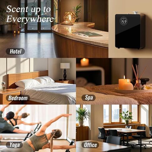 HVAC Waterless Diffuser - Smart Scent Air Machine for Home & Commercial Use, Covers 3000 sq. ft., HVAC or Portable Large Room Waterless Diffusers, Touch & Bluetooth Control, Metal, Black in Saudi Arabia