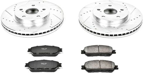 Power Stop K5438 Front Z23 Carbon Fiber Brake Pads with Drilled & Slotted Brake Rotors Kit For Toyota Avalon, Toyota Camry, Toyota Sienna, Toyota Solara [Model Specific] in Saudi Arabia