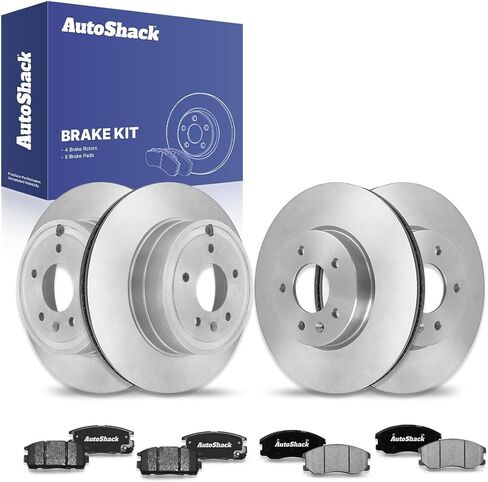 AutoShack Front & Rear Brake Rotors Ceramic Brake Pads | Replacement For Pontiac Torrent Suzuki XL-7 2007-2009 Chevrolet Equinox 2012-2015 Captiva Sport 2008-2010 Saturn Vue V6 | 12-PC Brake Kit in Saudi Arabia
