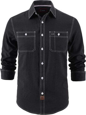 قمصان أكسفورد رجالي سادة بأكمام طويلة وأزرار سفلية، قمصان عمل عادية عادية مع جيبين in Kuwait