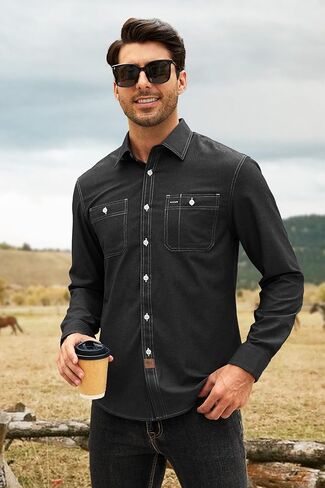 قمصان أكسفورد رجالي سادة بأكمام طويلة وأزرار سفلية، قمصان عمل عادية عادية مع جيبين in Kuwait