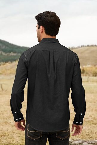 قمصان أكسفورد رجالي سادة بأكمام طويلة وأزرار سفلية، قمصان عمل عادية عادية مع جيبين in Kuwait