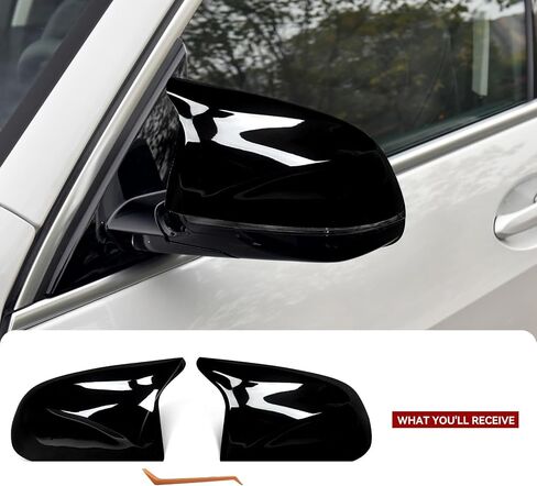 أغطية غطاء مرآة لـ F15 F25 - أسود لامع عالي الجودة، متوافق مع BMW X3 F25 X4 F26 X5 F15 X6 F16 2014-2018 - قم بترقية رحلتك الآن (أسود لامع) in Kuwait