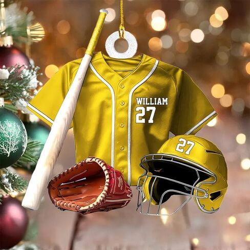 Personalized Baseball Uniform Ornament, Custom Name Acrylic Baseball Christmas Ornament, Personalized Sports Keepsake for Baseballs Fans, Player Gift in Saudi Arabia