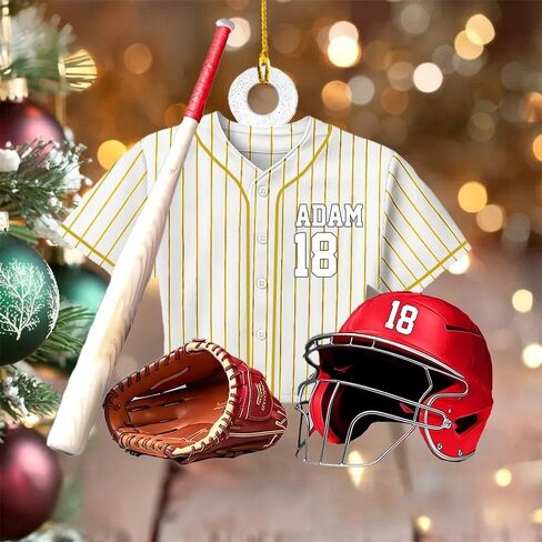 Personalized Baseball Uniform Ornament, Custom Name Acrylic Baseball Christmas Ornament, Personalized Sports Keepsake for Baseballs Fans, Player Gift in Saudi Arabia