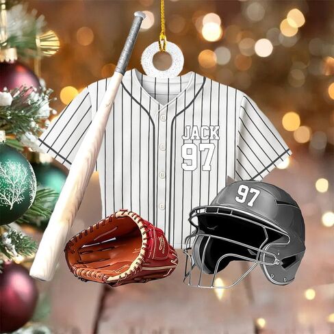 Personalized Baseball Uniform Ornament, Custom Name Acrylic Baseball Christmas Ornament, Personalized Sports Keepsake for Baseballs Fans, Player Gift in Saudi Arabia