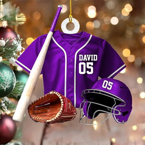 Personalized Baseball Uniform Ornament, Custom Name Acrylic Baseball Christmas Ornament, Personalized Sports Keepsake for Baseballs Fans, Player Gift in Saudi Arabia
