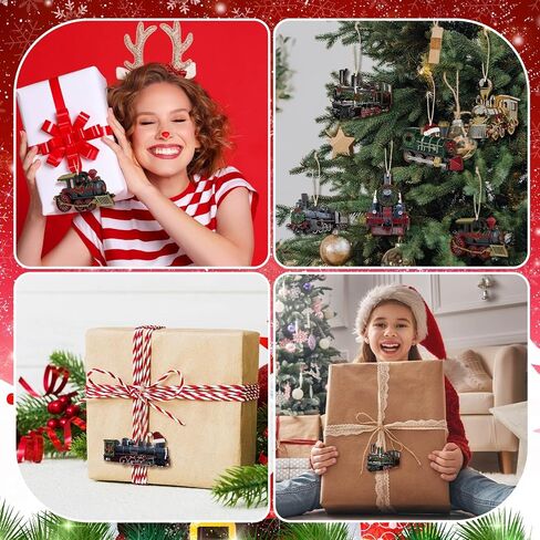 Thyle 36 Pcs Train Ornaments for Christmas Tree Traditional Train Ornaments Christmas Wooden Hanging Decorations Decorative Xmas Vehicle Decorations for Xmas Tree Birthday Party Decor in Saudi Arabia
